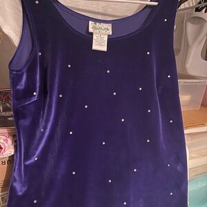 Quacker Factory Blue Embellished Tank Top